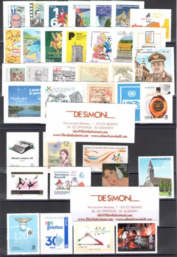 2020 Italien Republik, kompletter Jahrgang, 85 Werte + 4 Zettel - postfrisch **