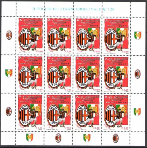 2011 Italien - Republik, Minifoglio Milan Campione, Sächsischer Katalog Nr. 27, postfrisch **