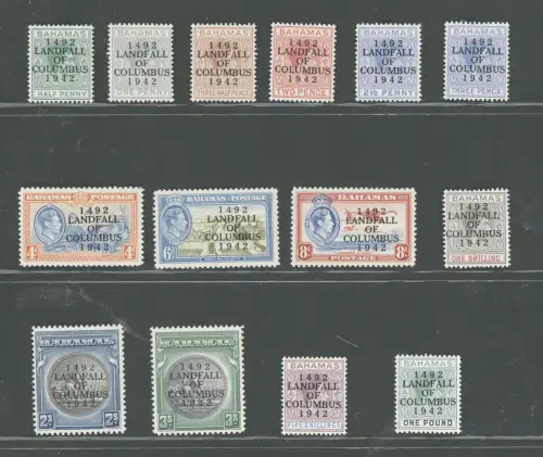 1942 BAHAMAS, Stanley Gibbons n. 162-75a - Discoverta America, MH*