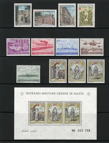 1976 Smom, kompletter Jahrgang 12 Werte + 1 Zettel - postfrisch **