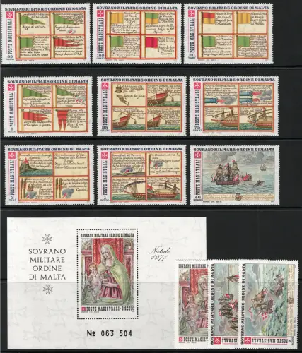 1977 Smom, kompletter Jahrgang 12 Werte + 1 Zettel - postfrisch **