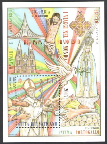 2018 Vatikan, Blatt Die Weltreisen von Papst Franziskus, postfrisch **