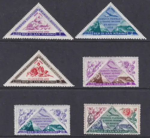 1952 SAN MARINO Riccione Philatelistischer Tag PA Nr. 103/108 6 Werte postfrisch**