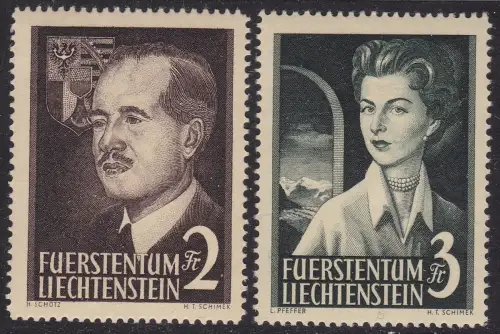 1955 Liechtenstein, n. 294/295, Abbildungen der Prinzen, 2 Werte, postfrisch**