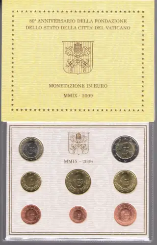 2009 Vatikan, kompletter Jahrgang, Offizielle Münzserie, FDC