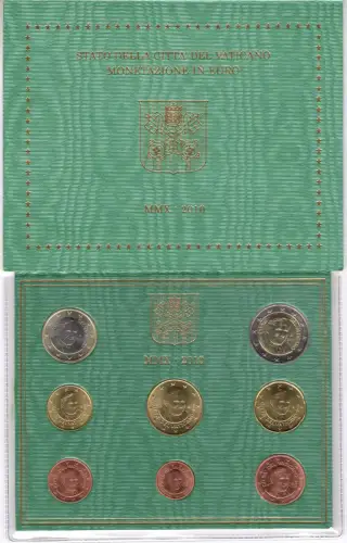 2010 Vatikan, kompletter Jahrgang, Offizielle Münzserie, FDC