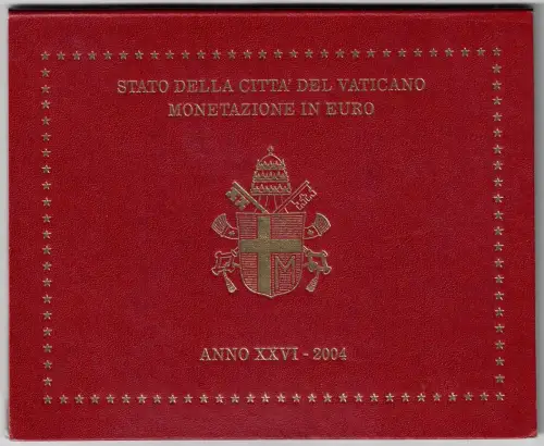 2004 Vatikan, kompletter Jahrgang, offizielle Serienmünzen, FDC