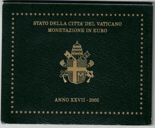 2005 Vatikan, kompletter Jahrgang, offizielle Serienmünzen, FDC