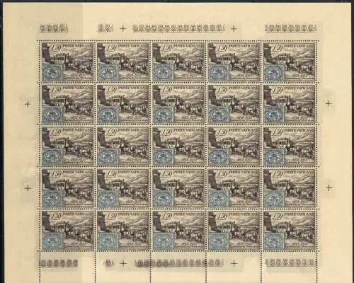 1952 Vatikan, Erstmarken Kirchenstaat # 155, kompletter Bogen, postfrisch **