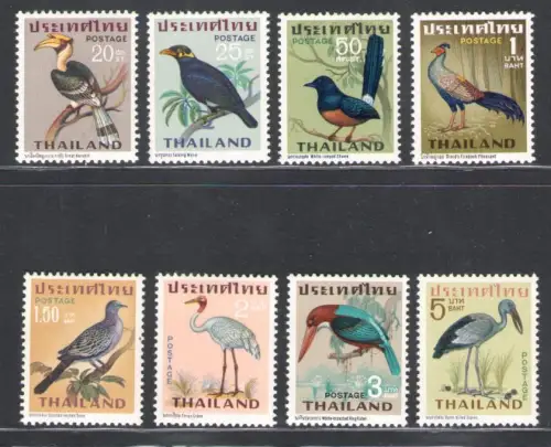 1967 Thailand, Vögel, Stanley Gibbons Nr. 562-569, postfrisch**