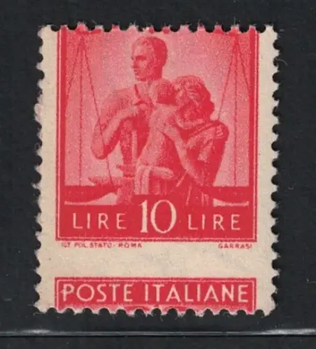 1955 Italien, 10 Lire orange # 559Bh verschobene horizontale Verzahnung, postfrisch **
