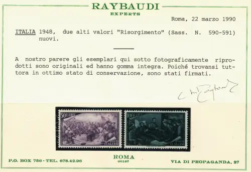 1948 Italien - Republik, # 580/591 + Espresso # 32 Risorgimento, postfrisch **