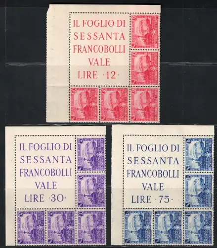 1939 Italien, Königreich, Eckblock Eisenbahnen # 11/13, postfrisch **
