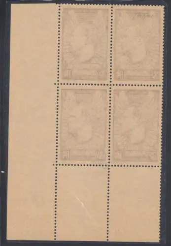 1937 FRANKREICH, 3 FF Violetto Grigio, Aviatore Jean Mermoz # 338b, Coin dateè MNH **
