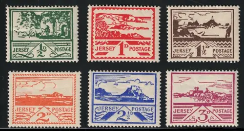 1943 Jersey, Ansichten der Insel, Graue Karte, #3A/8A, postfrisch**