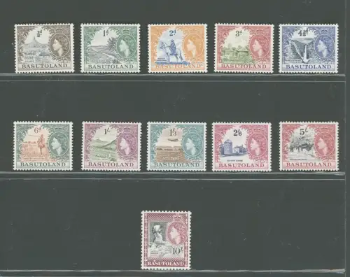 1954 Basutoland, Stanley Gibbons Nr. 43-53 - Serie mit 11 Werten, postfrisch **