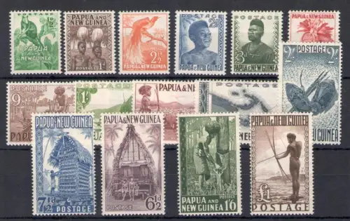 1952 Papua und Neuguinea - Stanley Gibbons Nr. 1/15 - Ordentliche 15 Werte - MH*