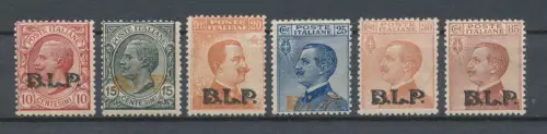 1923 Italien - Königreich, BLP Nr. 13/18, Druckaufdruck (Typ III) - Signaturen auf der Rückseite Diena - Chiavarello - Fiecchi