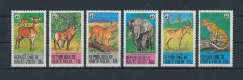 1979 Haute Volta, Yvert Nr. 488-93, Tiere in Gefahr - WWF, 6 Werte - postfrisch **