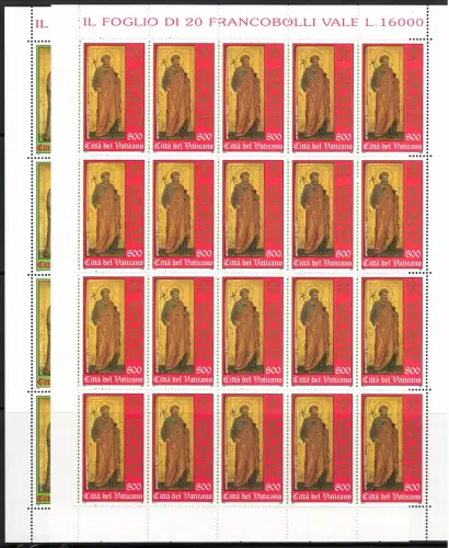 1998 EUROPA CEPT, Vatikan, 2 Miniblätter mit 20 Werten, postfrisch **
