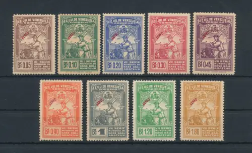 1944 Venezuela - 7 Baseball-Weltmeisterschaften - Yvert Nr. 186/94 - 9 Werte - MH*