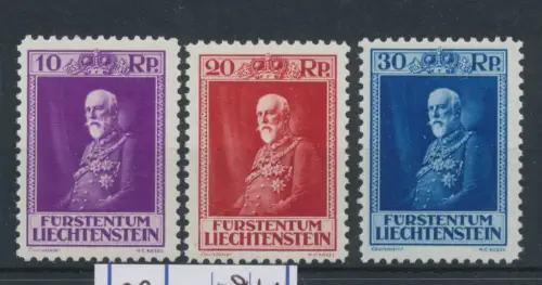 1933 Liechtenstein - Nr. 114/116, 80. Geburtstag von Prinz Franziskus, 3 Werte postfrisch**