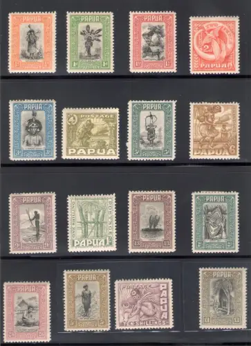 1932-40 Papua - Stanley Gibbons Nr. 130-145 - Komplette Serie 16 Werte - MH*