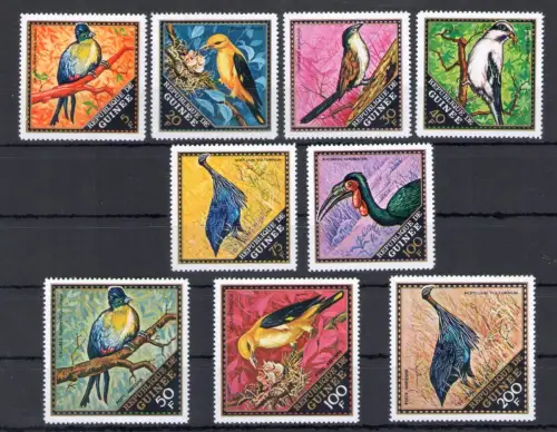 1971 Guinea - Katalog Yvert Nr. 440/45 + Luftpost 97/99 - Vögel - 9 Werte - komplette Serie - postfrisch **