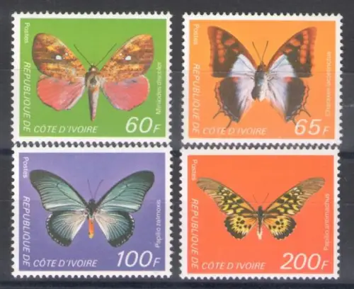 1978 Elfenbeinküste, Schmetterling - Yvert n. 469/72 - 4 Werte - postfrisch **