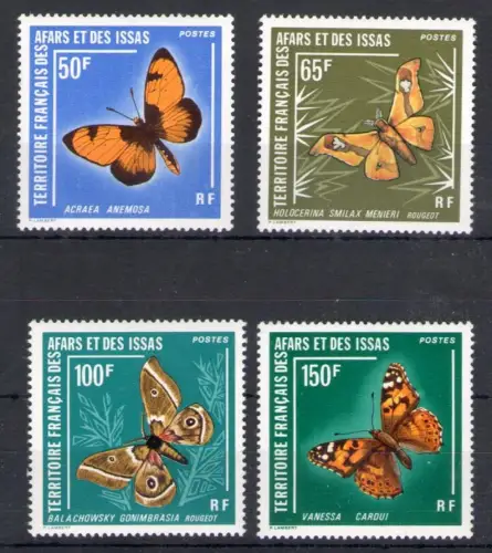 1976 Territoire Francais des Afars et des Issas - Catalogo Yvert n. 420/21+438/39 - Schmetterlinge - 4 Werte - postfrisch**