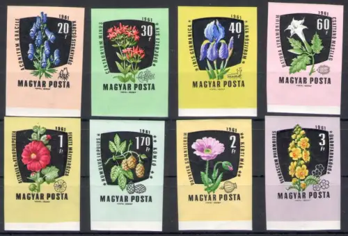 1961 Ungarn - Blumen - ungezahnt - Mi.Nr. 1799B/1806B - 8 Werte - postfrisch** - Auflage 3777