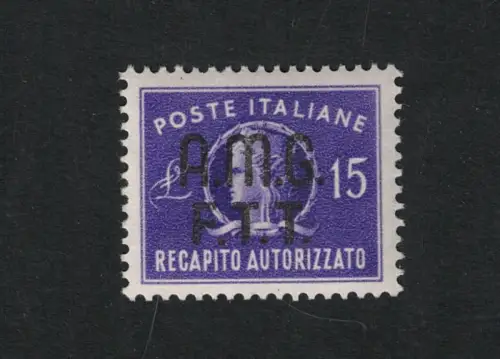 1949 TRIEST A - Autorisierte Lieferung 15 Lire lila # 3, postfrisch **
