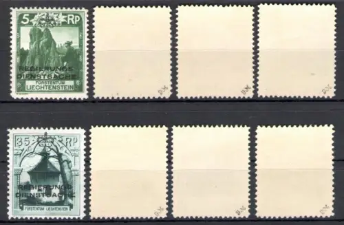 1932 Liechtenstein - Dienstmarken Nr. 1/8, Aufdrucke Regie Rungs Dienstsache, 8 Werte - postfrisch**