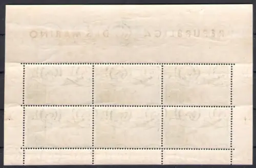 1954 SAN MARINO, Flugblatt Nr. 16 Flugblatt Ansicht und Wappen, postfrisch **, Landmans Historisches Zertifikat