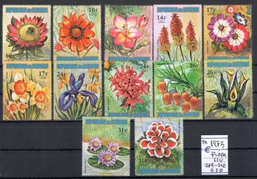 1973 Burundi, Luftpost Yvert Nr. 289/312 - Blumen - 12 Werte - postfrisch**