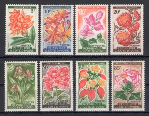 1961-62 Elfenbeinküste, Yvert Nr. 192A/198 - Blumen - postfrisch **