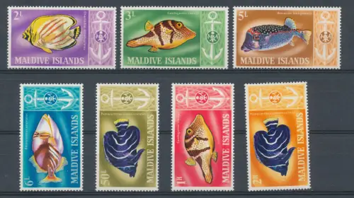 1967 Malediven, Pesci - SG Nr. 218/24 - 7 Werte - postfrisch**