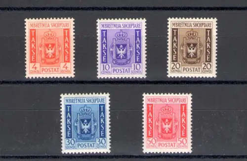 1940 Albanien Italienische Besetzung, Steuermarken Nr. 1/5, MLH* - Linguellati