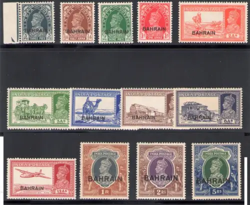 1938-41 BAHRAIN, Stanley Gibbons Nr. 20/37 - Georg VI. - MH*