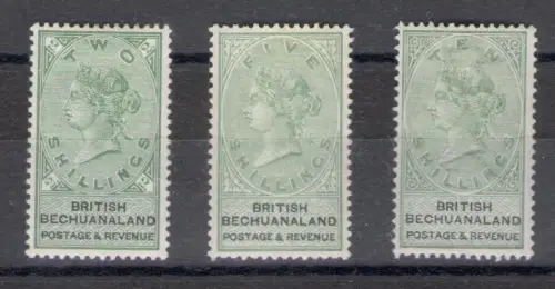1888 Bechuanaland Postage e Revenue - SG 16-18-19 - MH*