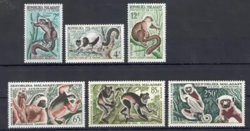 1961 Madagaskar, Yvert n. 357/59+PA 84/86, Lemuri, postfrisch**