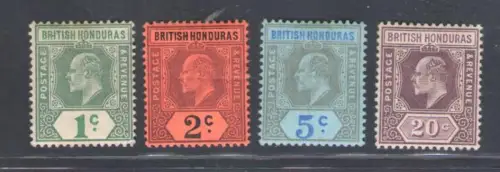 1902-04 British Honduras, Stanley Gibbons # 80/83 - MH*