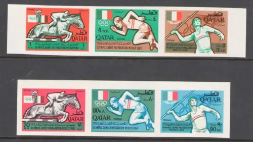 1966 Katar, SG Nr. 125/30 - Olympische Spiele Mexiko - ungezahnt - postfrisch **