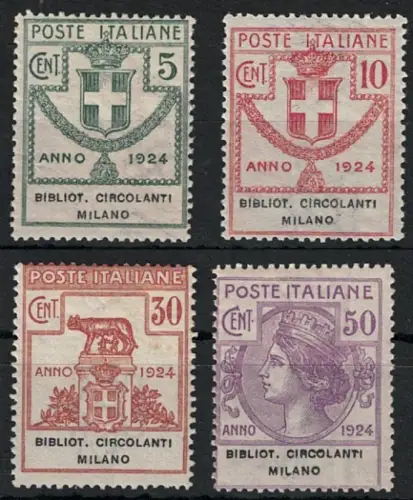1924 Italien, Enti Parastatali, # 13/16, Bibblioteche Circolanti Milano, MNH **
