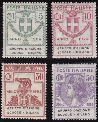 1924 Italien, Enti Parastatali # 38/41, Gruppo Azione Scuole Milano, MNH **