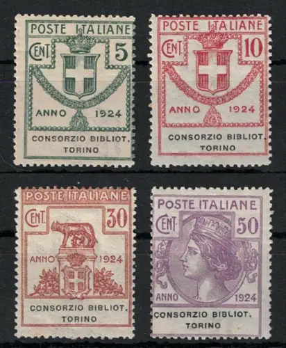 1924 Italien, Enti Parastatali, # 30/33 Consorzio Bibblioteche Torino, MNH **