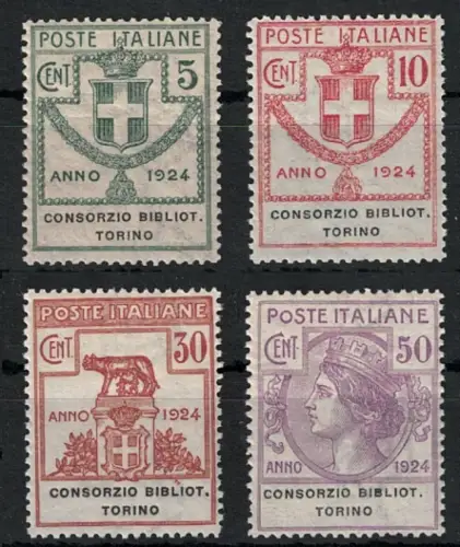 1924 Italien, Enti Parastatali, # 30/33 Consorzio Bibblioteche Torino, MNH **