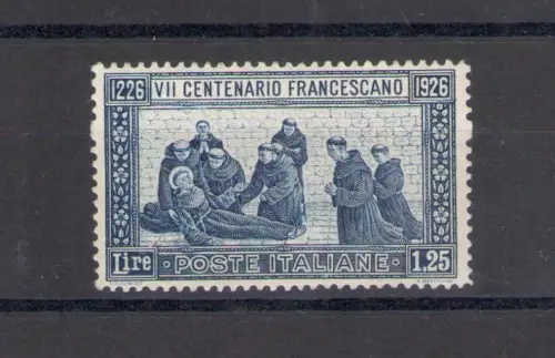 1926 Italien, Tod San Francesco, # 196 Zertifikat Philatelie De Simoni, postfrisch **