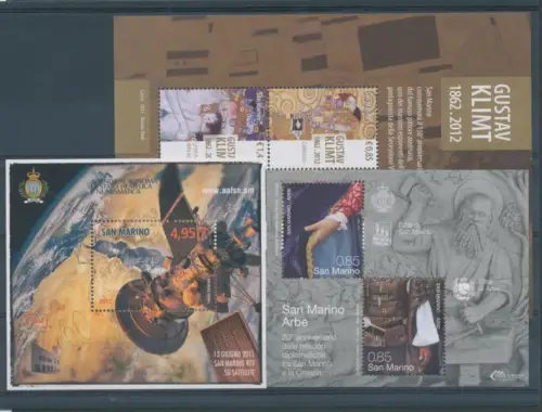 2012 San Marino, kompletter Jahrgang, 19 Werte + 6 Zettel - postfrisch **