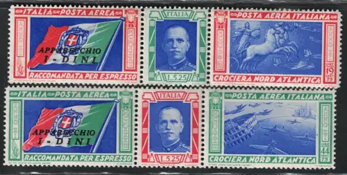 1933 Italien, Königreich, Luftpost, # 51F/52F, Tripttici Dini, postfrisch **
